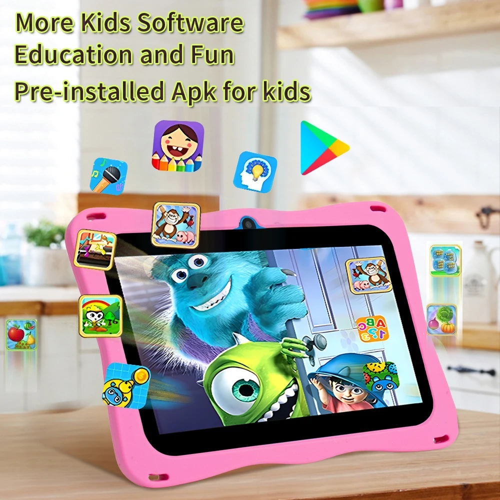 BDF Tablet for Kids 7 Inch Android 11 System 32 GB WiFi Bluetooth Dual Camera Educational Software Installed with Proof Case