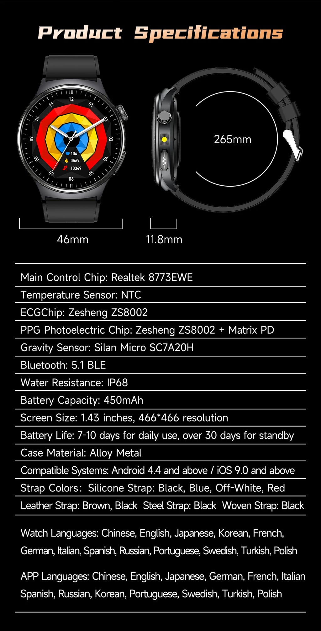 2026 New Micro Physical Examination Health SmartWatch Men ECG Uric Acid Lipids Blood Pressure BT Call Smartwatch For Android IOS