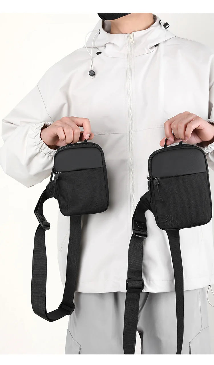 Men Waterproof Sling Chest Pack Fashion Small Black Crossbody Shoulder Zipper Bag Travel Workout Handbag Messanger Bag for Men