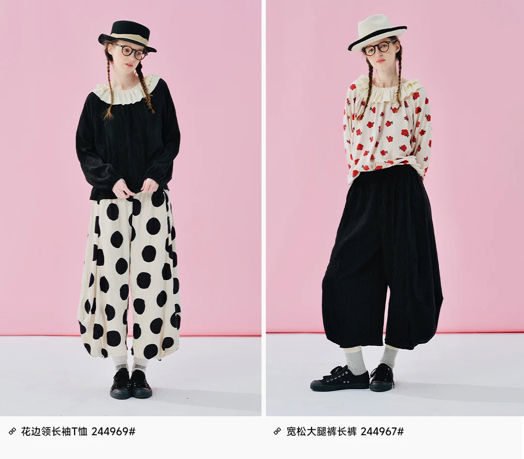 IMAKOKONI Original Design Collar Floral Long Sleeve Hoodie T-shirt for Summer Women 244968