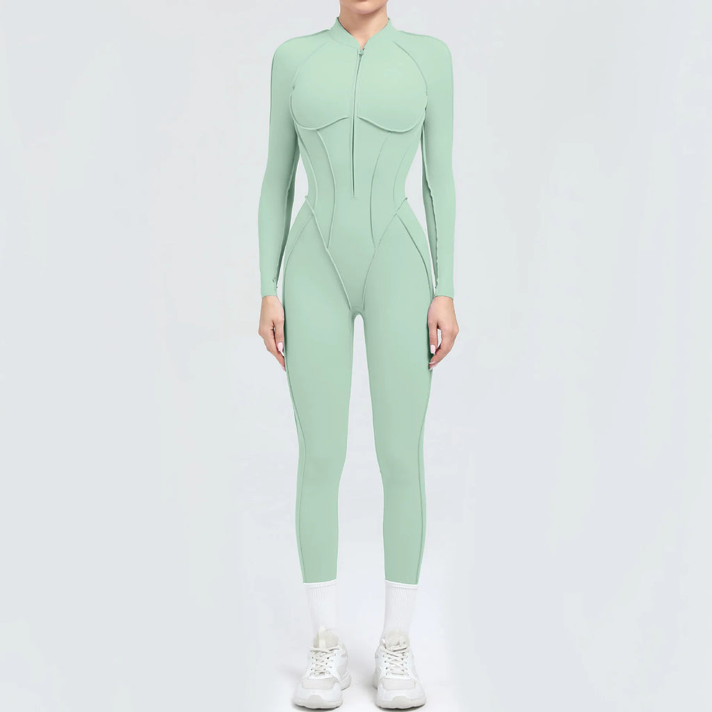 Women's Tracksuit Gym Workout Sports Clothes Outfit Zipper Jumpsuit Yoga Fitness Overalls Set Open Back Bodysuits Suit for Women