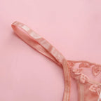 Lace Lingerie Set 3PC Sheer Bra Garter Belt Half Cup PushUp Underwear for Women