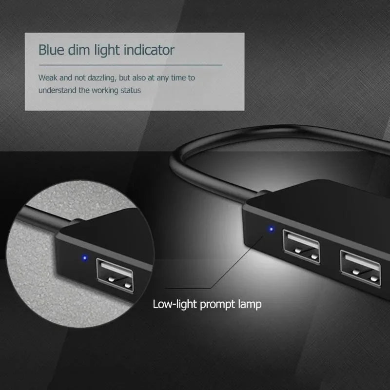 USB 2.0 Ultra-thin USB 2.0 Multi-USB 4 Port Splitter Hub Adapter Dock Expander PC Laptop Computer Accessories