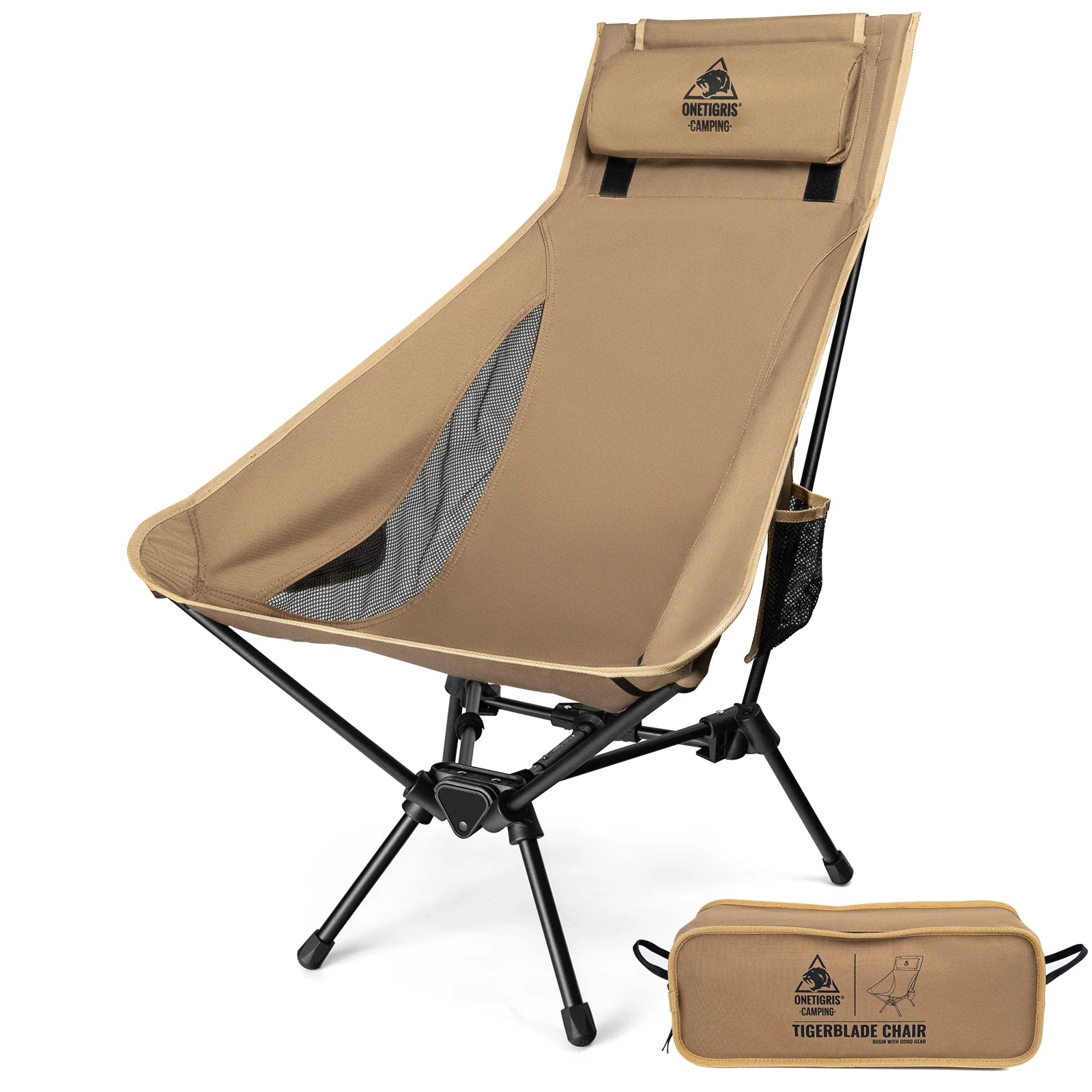 OneTigris Portable Tigerblade Camping Chairs Outdoor Folding Fishing Chair For Trekking BBQ Parties Gardening Beach Indoor Use