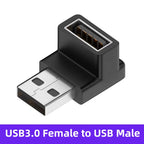 NNBILI USB3.0 Male to Female Right Angle Extension Adapter USB Upward Elbow 90 Degree Adapter 10Gbps For Laptop PC Connector