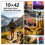 BOSHIWEI 10x42 HD Binoculars with Laser Rangefinder IPX7 Waterproof Ergonomic Design for Long Time Outdoor Viewing and Measuring