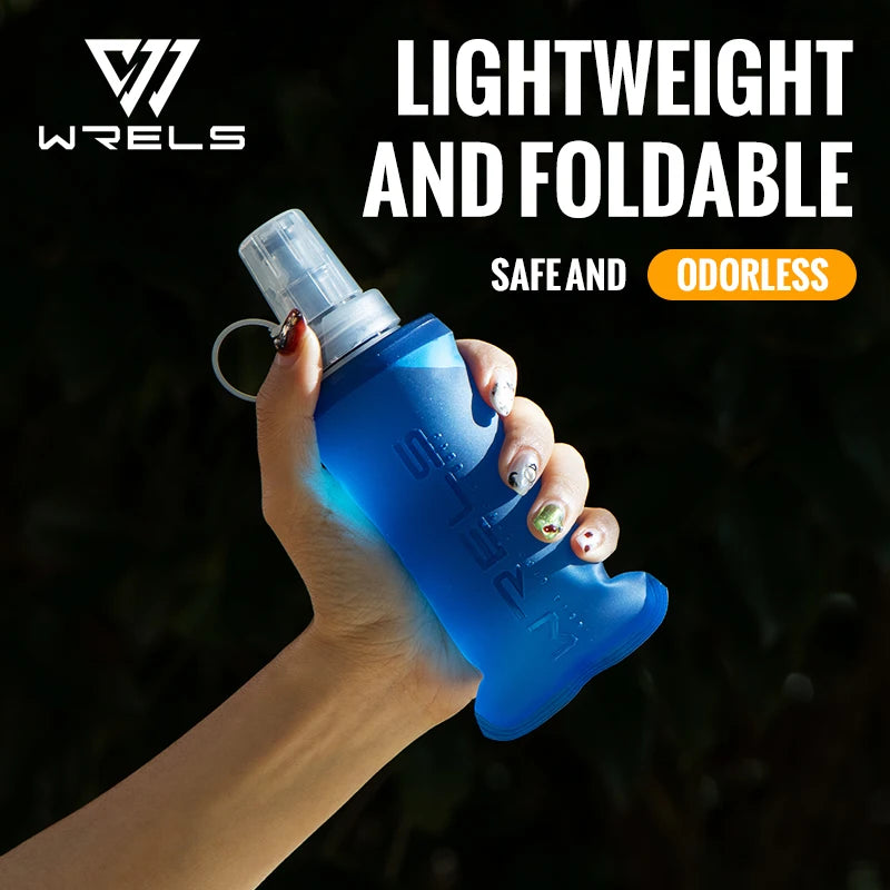 WRELS 250ml 500ml Soft Flask Folding Collapsible Water Bottle TPU BPA Free Outdoor Sport Portable   Water Bag Running Camping