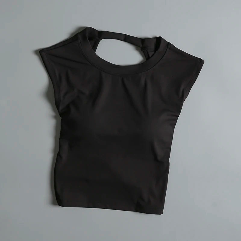 Sexy Backless Sports Vest for Women Fixed Chest Pad Tight Quick-Drying Slim Yoga Top Breathable Fitness Shirt