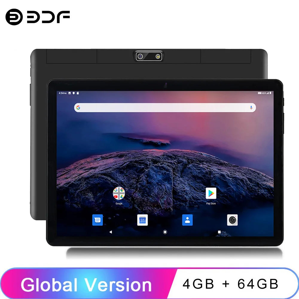 BDF Hot Sales New 10.1 Inch Tablets Octa Core 4GB RAM 64GB ROM Dual SIM Cards 3G Phone Call WiFi Bluetooth Google Play Tablet Pc