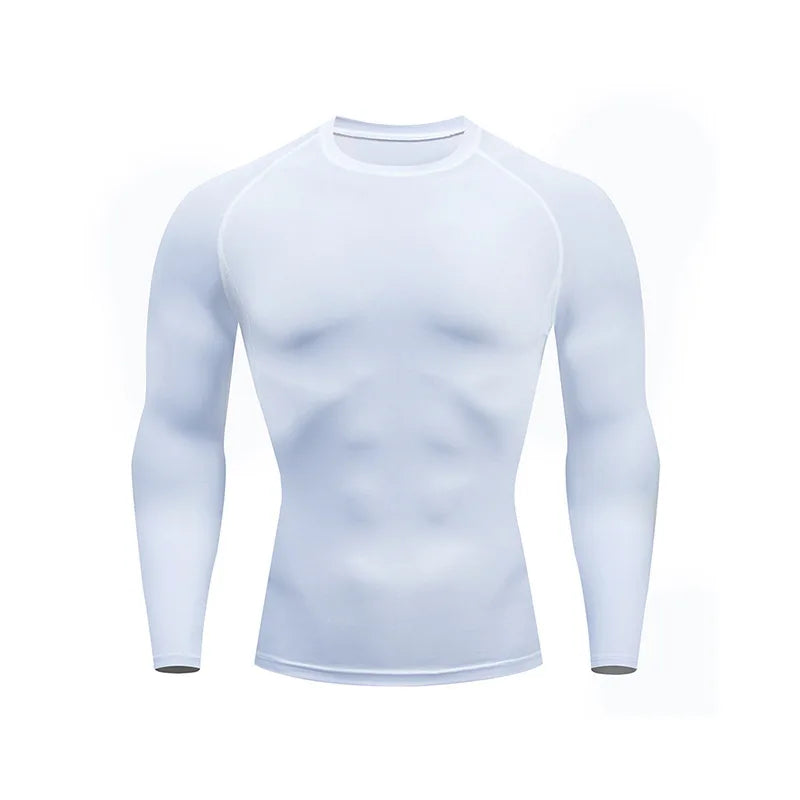 Men's Compression Long Sleeve Shirt Black Fitness T-shirt Male Running  Quick Drying Gym Top Sun Protection Sports Base Layer