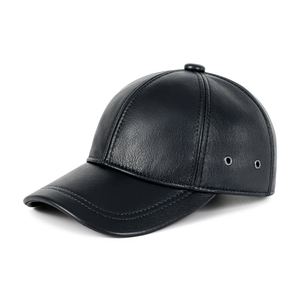 FEINION Men's Adjustable Baseball Cap Winter Driving Hunting Fishing Hat Genuine Leather Ivy Fashion Beret Flat Cap.