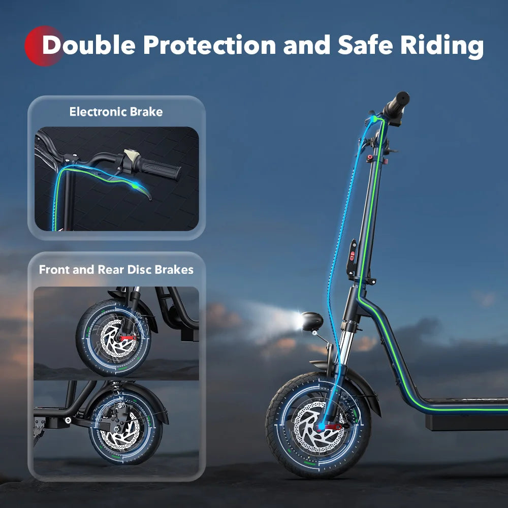 ISCOOTER i12 Adult Electric Scooter 500W Motor E- Scooter 36V7.5AH Battery Electric Scooter 12 Inch Road Tire Electric Scooter