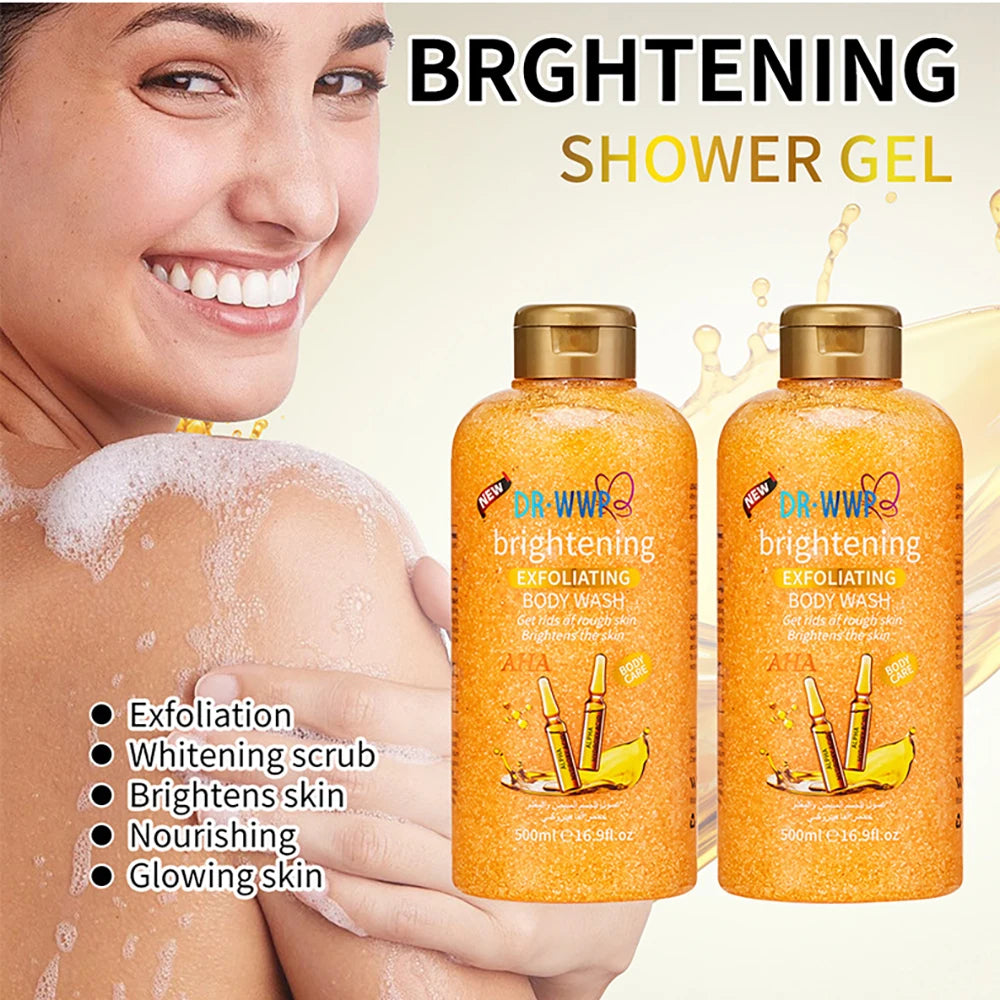 500ml Rose Kojic Acid Lavender Shower Gel Deep Cleansing Brighten Skin Scrub Body Wash Exfoliator Body Care Fragrance Skincare
