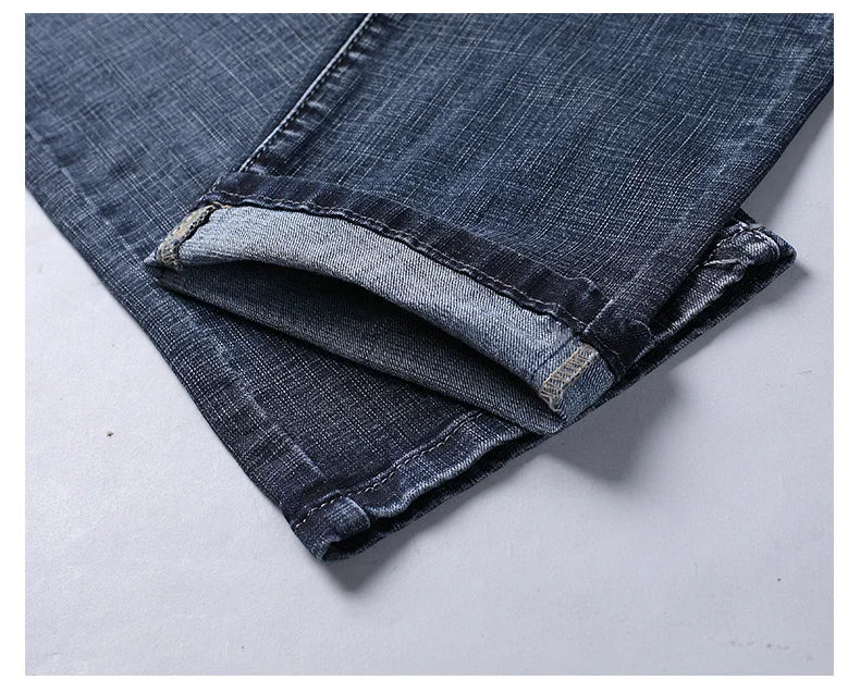 Wthinlee New Business Men's Jeans Casual Straight Stretch Fashion Classic Blue Black Work Pant Denim Trousers Male  Clothing