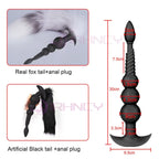 3-10cm Huge Anal Plug with Tail Sex Toys for Adult Games Couples DIY Cosplay Big Butt Plug Silicone Soft Long Anal Beads Women