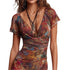 2026 Sexy Deep V Neck Printed Lace Women's Short Sleeve Dresses Summer New Fashion Slim Ruffle Female Party Dress Short Dress