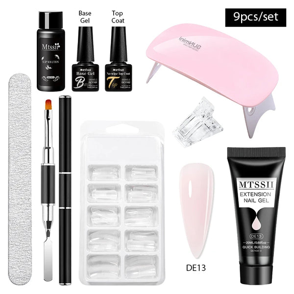 24PCS/Set 20ml Poly Naili Extension Gel  Kit Mini UV Lamp Sealer With Base Top Coat Professional Poly UVNail Gel Kit Starter Kit