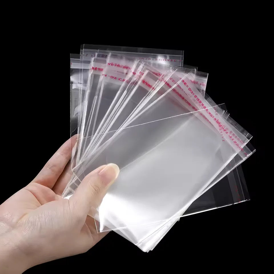 100PCS Opp Self-adhesive Transparent Plastic Bag Clothing Jewelry Packaging Self adhesive Biscuit Candy Packaging Cellophane Bag