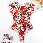 2024 Fashion Short Dress One-piece Swimsuit Zipper Swimsuit Sexy Bikini Women's Thickened Printed Swimming Beach Wear Summer
