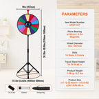 SucceBuy 18 Inch Tabletop Color Prize Wheel w/ Folding Tripod Floor Stand 14 Slots Dry Erase for Win Fortune Spinning Stand Game