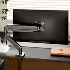 Single Monitor Mount for 13″–35″ Screens, Height Adjustable Monitor Arm with C-Clamp & Grommet Base, Home Office Monitor Stand