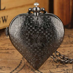 Stylish romantic heart-shaped diamond quartz women's necklace pocket watch souvenir gift for girls