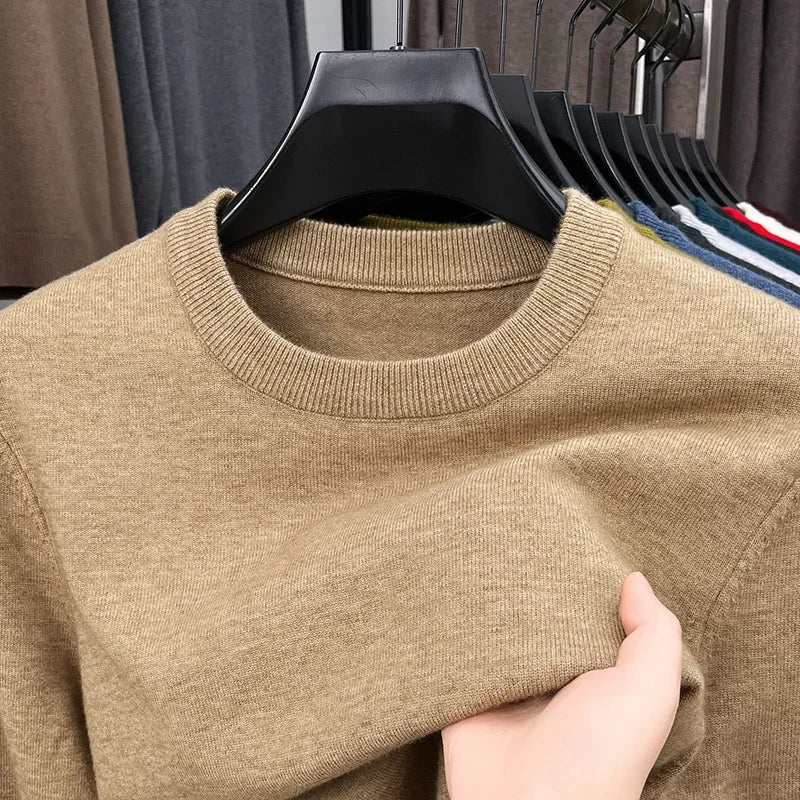 2025 New Men's Casual Sweater Round Neck Long Sleeve Knitted Sweater Diamond Pattern Fashion Versatile Top 2029 Main image