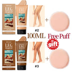 Bronze Leg & Body Makeup Foundation With Powder Puff 100ml Waterproof Long Lasting Even Skin Tone Body Tanning Cream 3 Colors