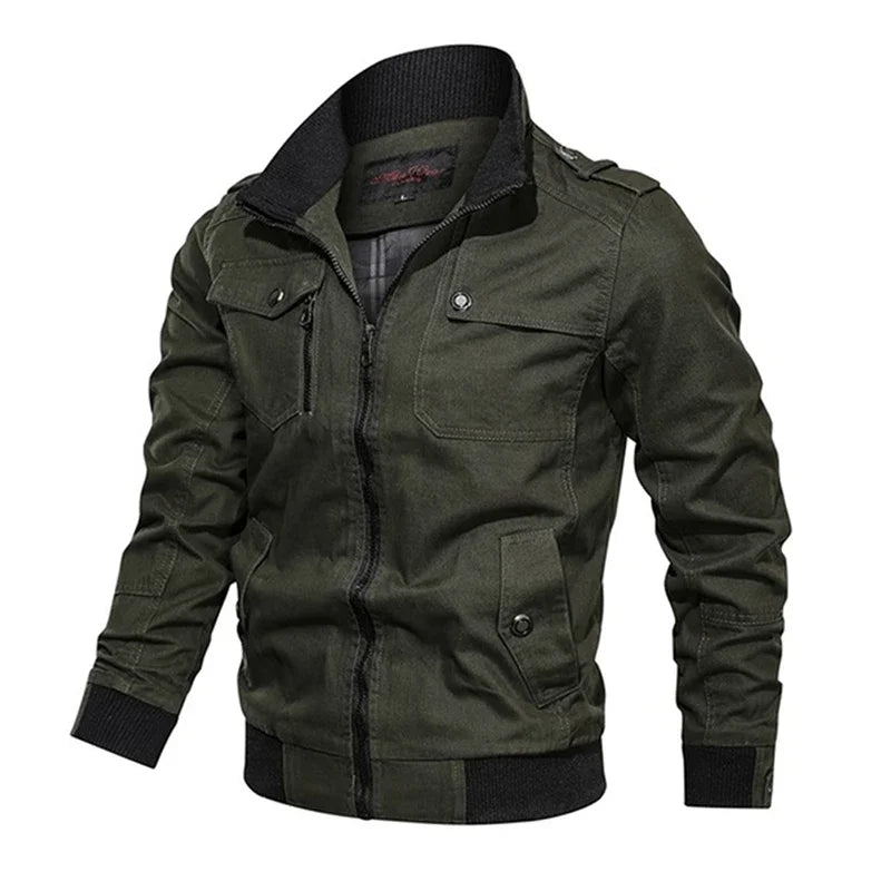 2023 new Pilot Bomber Jacket Coats Mens Cotton Cargo Jackets With Zipper Pockets Retro Casual Work Jacket Male Clothing Outwear