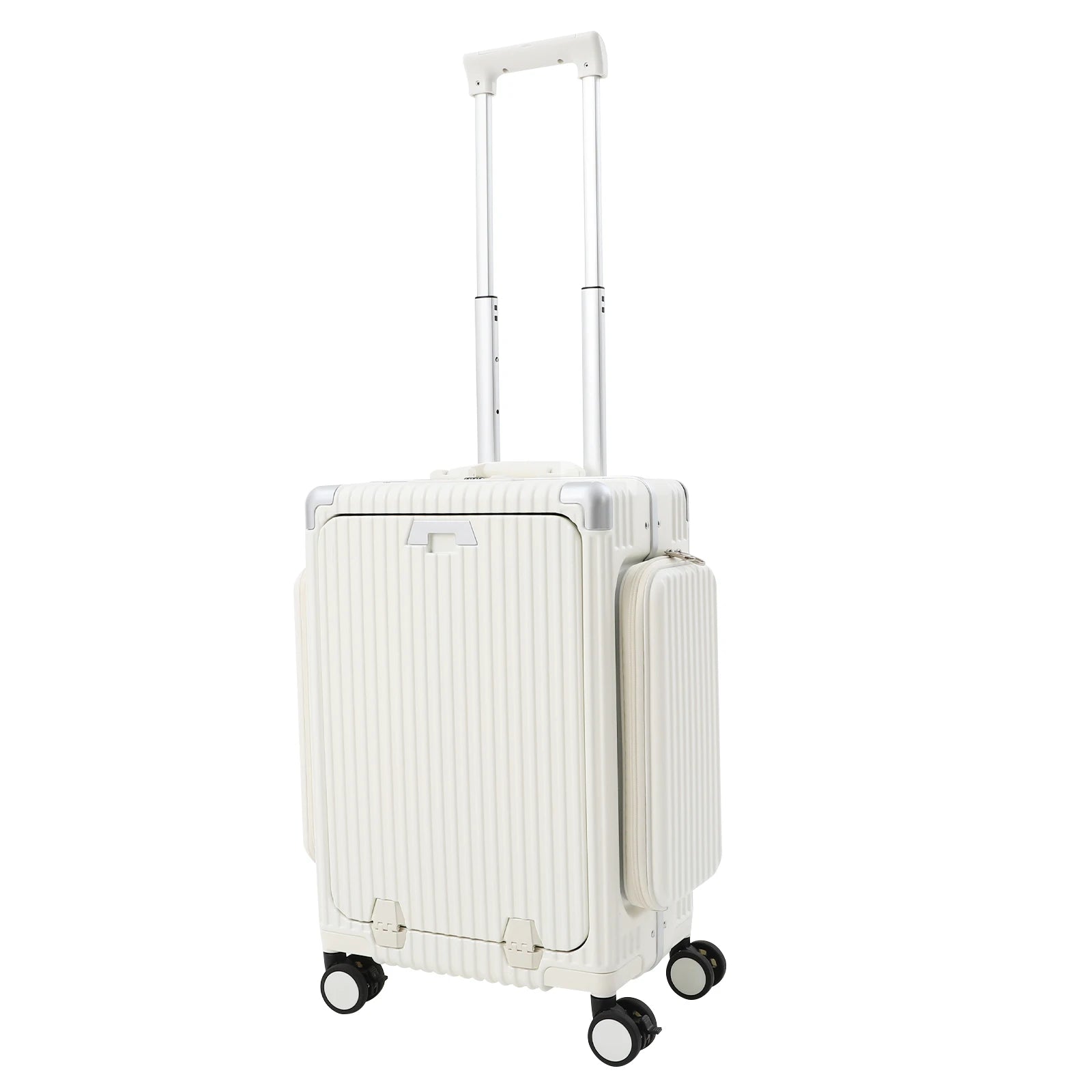 Modern 20in PC Luggage Suitcase Aluminum Alloy Hard Shell Travel Suitcase with 4 Wheels 3-open Structure for Trips