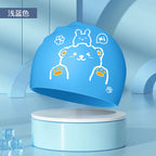 Kids Swim Cap High Elastic Waterproof Silicone Breathable Lightweight Cartoon Pattern for Pool Swimming Boys Girls Comfort Fit