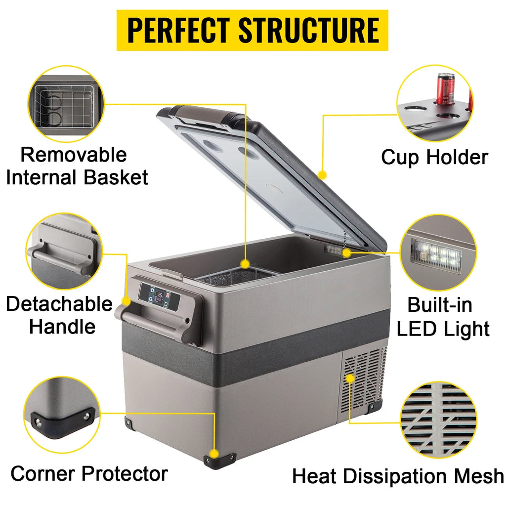 VEVOR  35L 45L 55L Car Refrigerator Mini Fridge Freezer Portable Compressor Cooler 12/24V DC 110-240V Ice Box for Camping