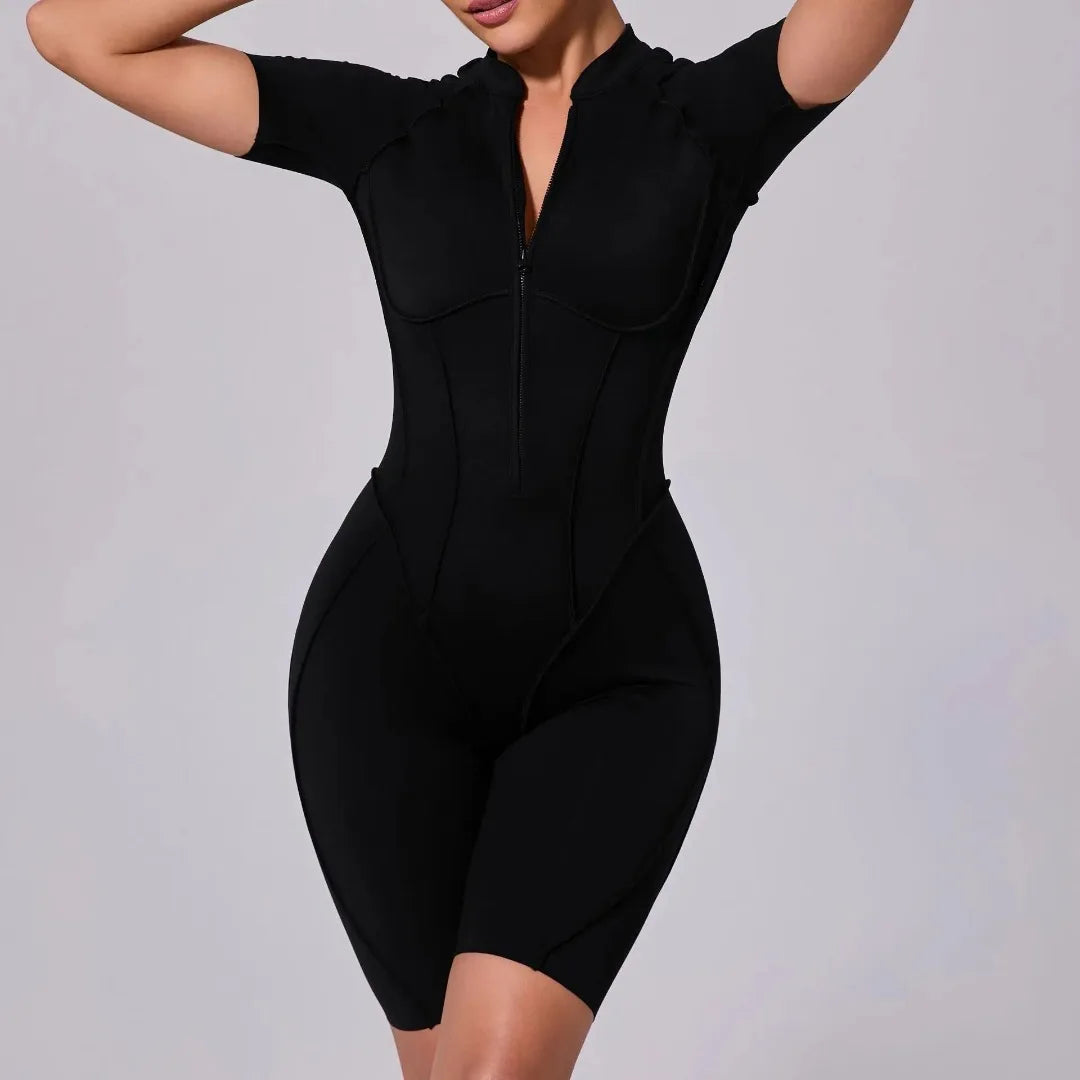 Women's Yoga Jumpsuit Hip Lift Sports Fitness Removable Padding Backless Zipper Leggings One-Piece Running Workout Gym Jumpsuit