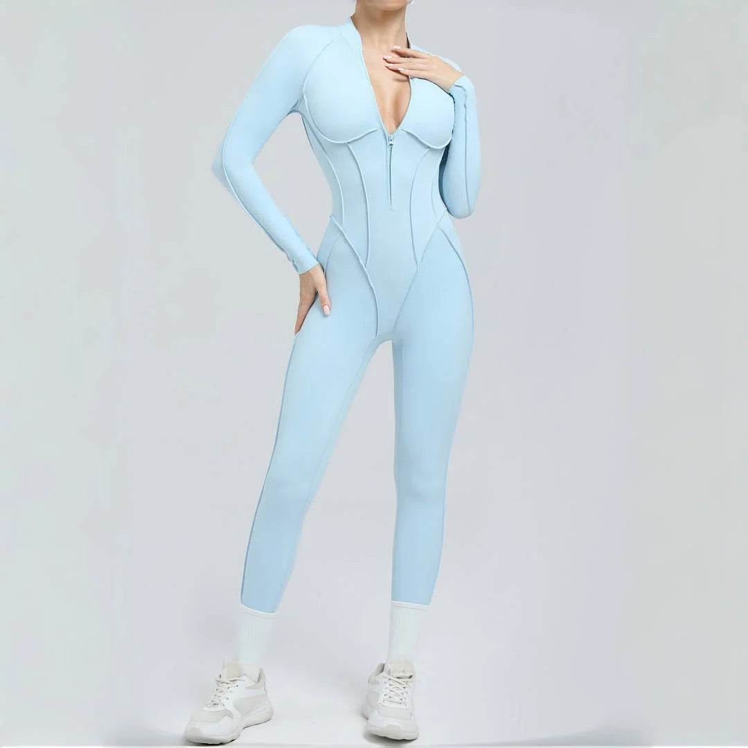 Women's Yoga Jumpsuit Hip Lift Sports Fitness Removable Padding Backless Zipper Leggings One-Piece Running Workout Gym Jumpsuit