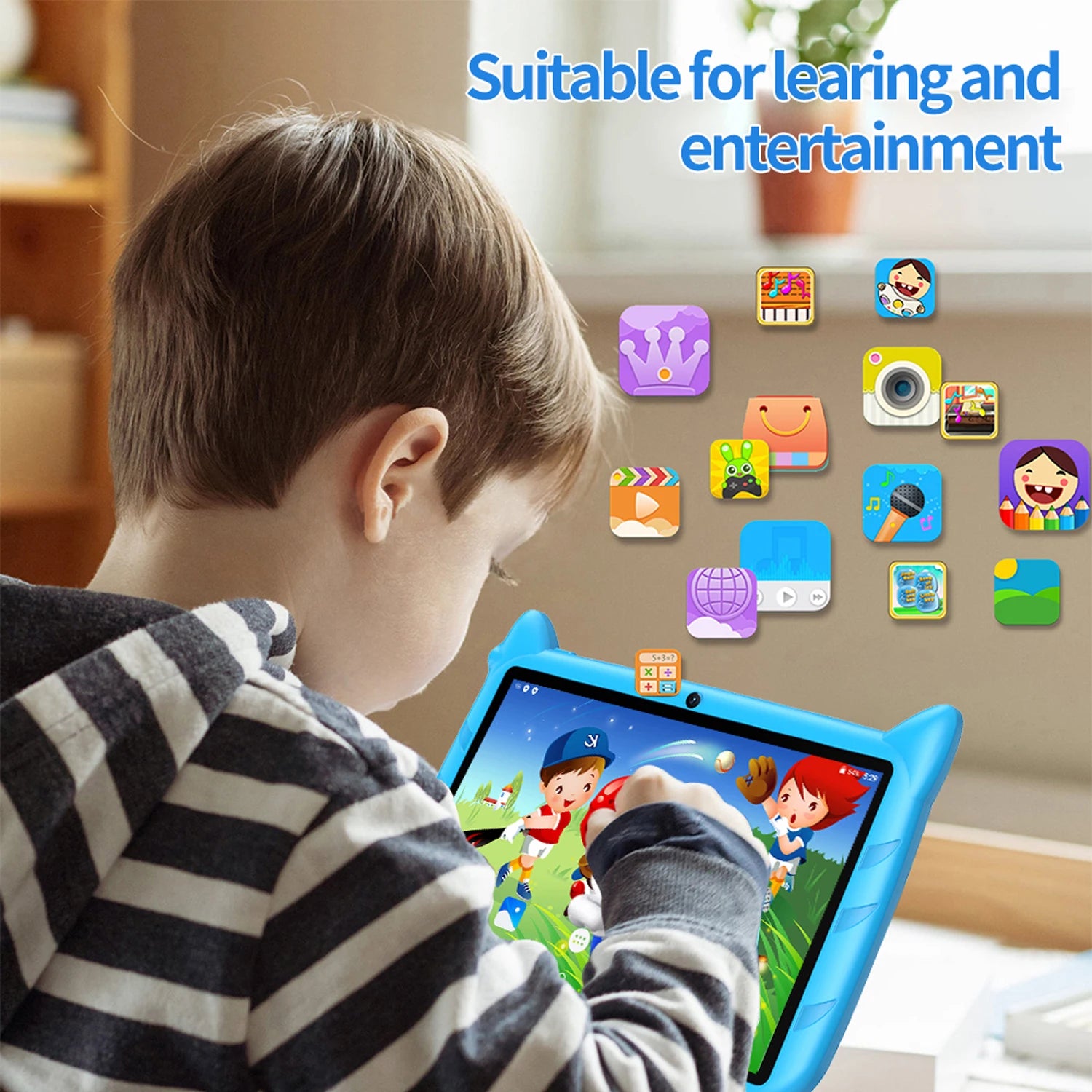 BDF Cartoon Pattern 7 Inch Kids Tablet Quad Core 4GB RAM 64GB ROM Android 13 Google Learning Education Games Tablets 4000mAh