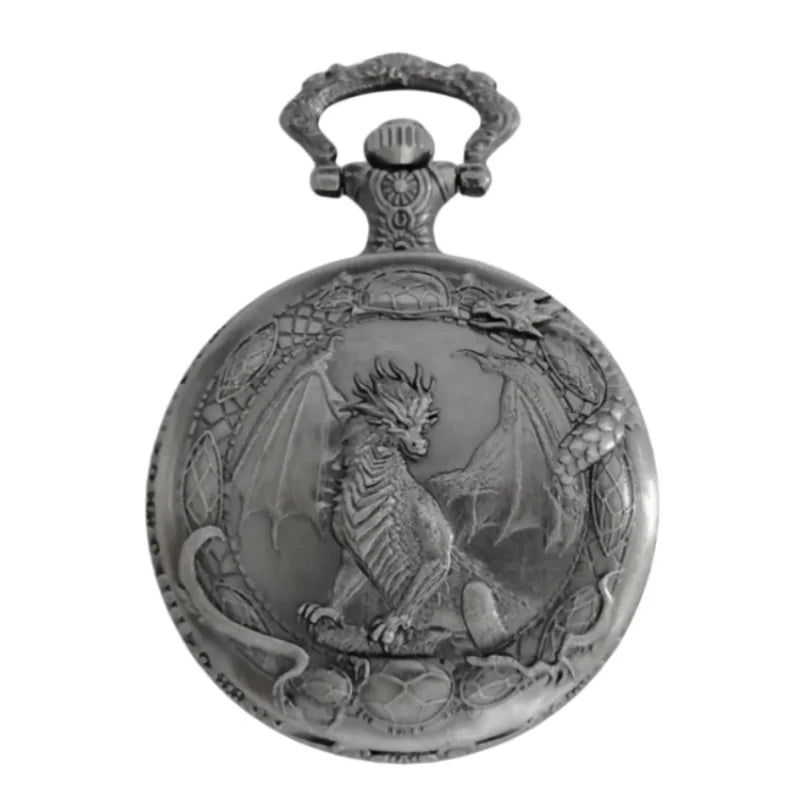 Retro Charm Neutral Handsome Fashion Dragon Carving Quartz Pocket Watch Steampunk Men's and Women's Necklace Pendant Gift