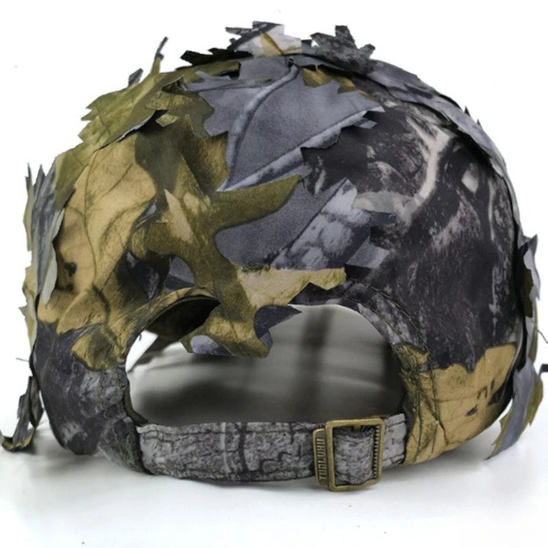 Men's 3D Leaf Camo Baseball Cap, Adjustable Quick Dry Tactical Sniper Hat for Outdoor Hunting Fishing Airsoft Multi-color