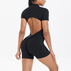 Zipper Gym Jumpsuit Short Women Yoga Sets Sports Outfits Female Yoga Overalls Workout Clothes Fitness Suit Woman's Tracksuit