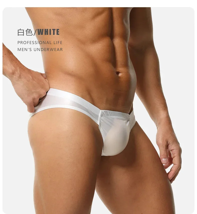 2026 fashion solid color men's three-dimensional triangle breathable sports low waist high elastic tight body