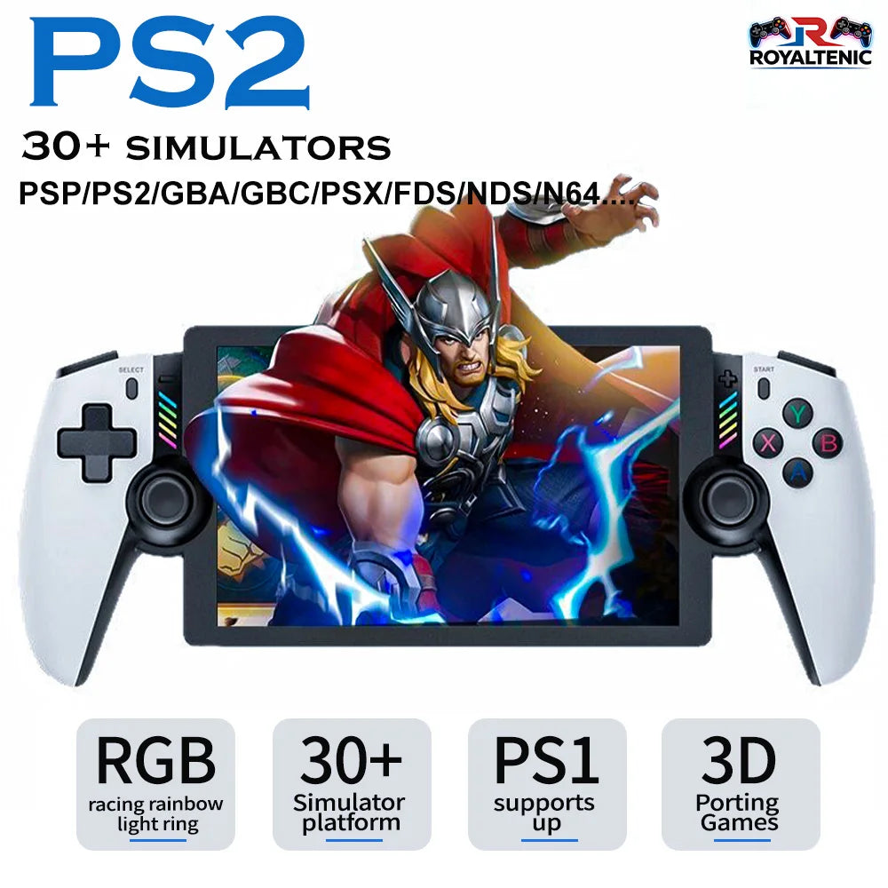 M28 Retro Handheld Video Game Console, 7.1-inch screen, 30+ emulators for PS2/PS1/PSP, 3D dual analog sticks [God of War Classic