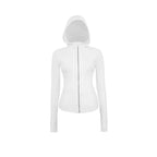 Women's hooded breathable outdoor running fitness yoga suit, woolen cardigan long sleeved top
