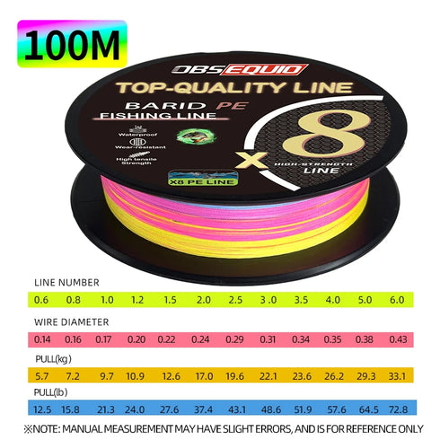 OBSEQUIO 8 Strand Braided Fishing Line 100/150/200M X8 PE Line fishing accessories For fishing equipment carp Braid Wire