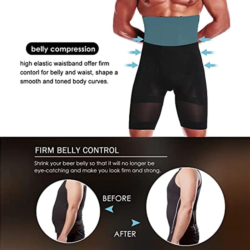 Men Body Shaper Tummy Control Shorts Shapewear Belly Girdle Boxer Briefs High Waisted Slimming Underwear Leg Compression Panties Secondary image
