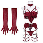Sexy Hollow Out Bow Decor Lingerie Set Women Solid Exotic Apparel Suit Female Pure Desire Style Underwear with Garter and Gloves