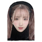 3D Realistic Japanese Female Star Face Mask Novelty Cosplay Headgear Breathable Balaclava for Live Stream Prank Party Halloween