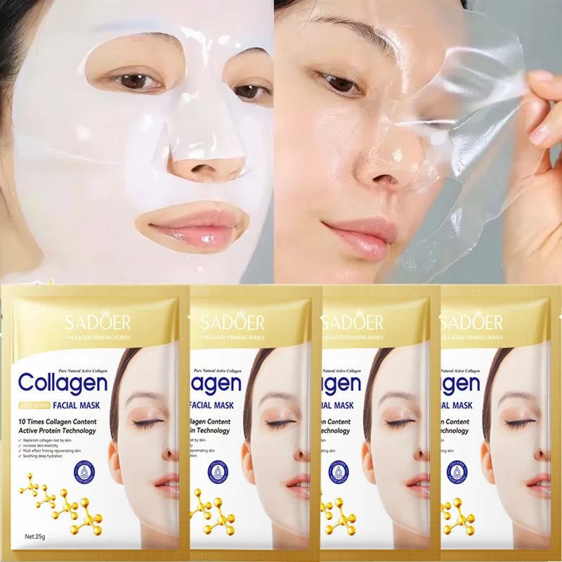 10PCS Collagen Anti Wrinkle Facial Mask Anti Aging Fade Fine Lines Firm Skin Moisturizing Brightening SkinCare Korean Cosmetics Secondary image