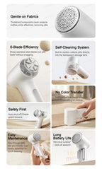 MIJIA Lint Remover 2,Fabric Shaver Clothes,180min Battery,6-Blade Strong Suction,USB Rechargeable,Fluff Pellet Removers
