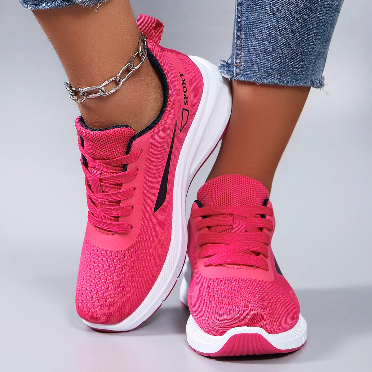 Spring new women's sports shoes, fashionable, breathable, lightweight, non-slip, wear-resistant, casual sports shoes, flat shoes Secondary image