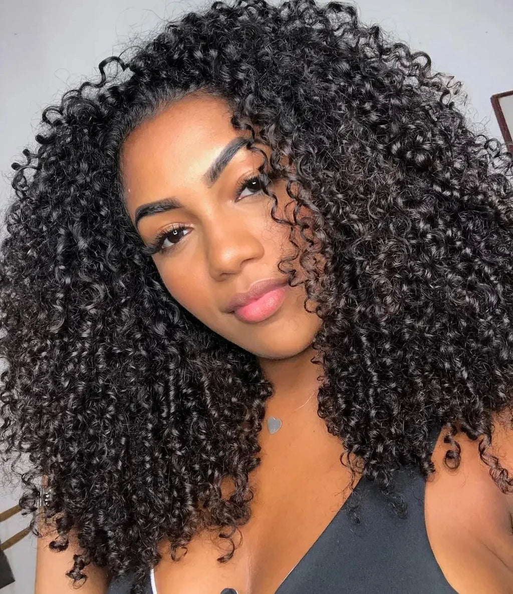 Pixie Curly Human Hair Weave Bundle With Closure Brazilian Human Hair Weave Extensions 100% Human Hair Weft HD Lace Closure