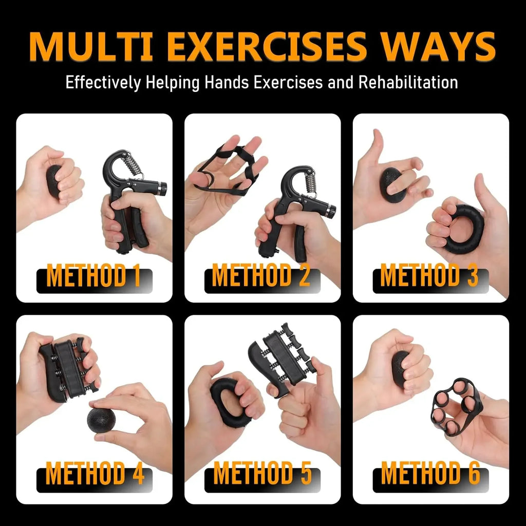 Adjustable Hand Grip Strengthener with Counter, Finger Exerciser Stretcher, Forearm Workout Equipment, Grip Ring Stress Ball, Hand Rehabilitation Trainer, Hand Strength Training Kit